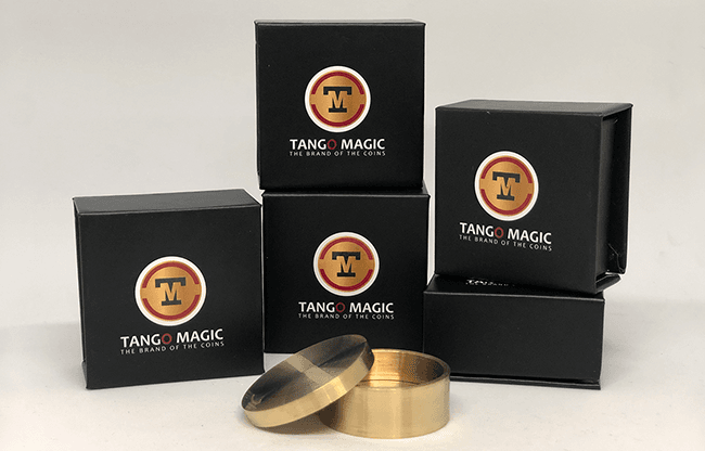 Okito Coin Box (BRASS w/Online Instructions)(B0028) One Dollar by Tango Magic - Trick