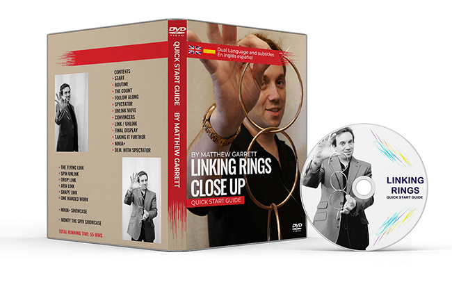 Close Up Linking Rings SILVER(BLACK BAG) (Gimmicks & DVD, SPANISH and English) by Matthew Garrett - Trick