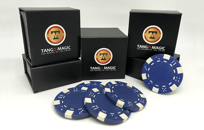 Expanded Shell Poker Chip Blue plus 4 Regular Chips (PK001B)  by Tango Magic - Trick