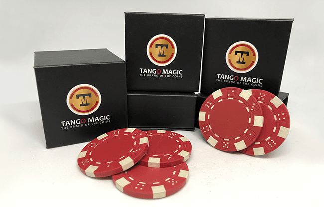 TUC Poker Chip Red plus 3 regular chips (PK002R) by Tango Magic - Trick