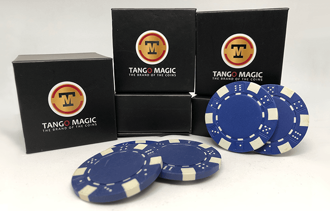 TUC Poker Chip Blue plus 3 regular chips (PK002B) by Tango Magic - Trick