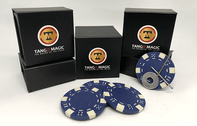 Magnetic Poker Chip Blue plus 3 regular chips (PK003B) by Tango Magic - Trick