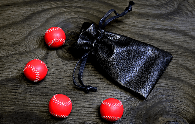 Set of 4 Leather Balls for Cups and Balls (Red) by Leo Smetsers - Trick