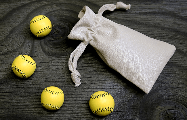 Set of 4 Leather Balls for Cups and Balls (Yellow) by Leo Smetsers - Trick