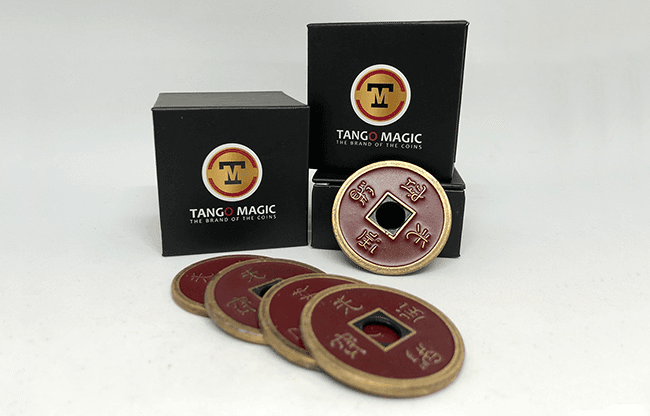 Dollar Size Shell Chinese Coin (Red) by Tango Magic (CH027)