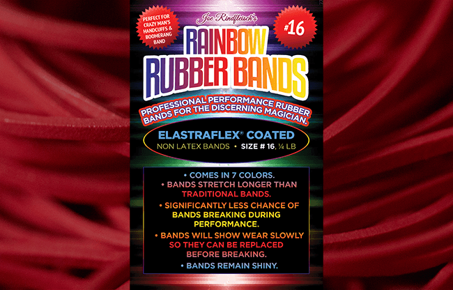 Joe Rindfleisch's SIZE 16 Rainbow Rubber Bands (Joe Rindfleisch - Red Pack) by Joe Rindfleisch - Trick