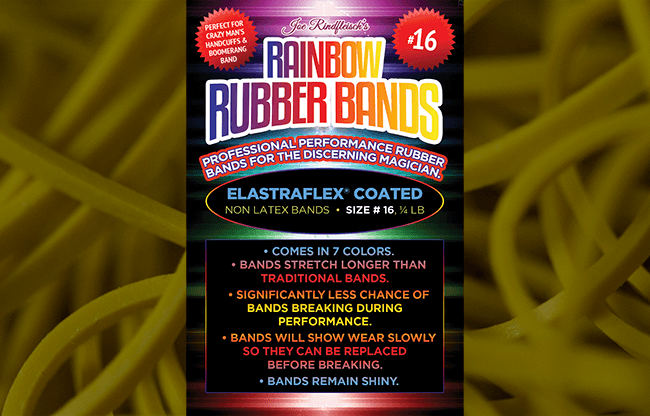 Joe Rindfleisch's SIZE 16 Rainbow Rubber Bands (Russell Leeds -Yellow ) by Joe Rindfleisch - Trick