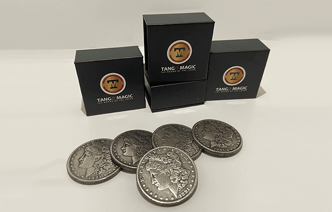 Replica Morgan Expanded Shell plus 4 coins (Gimmicks and Online Instructions) by Tango Magic - Trick