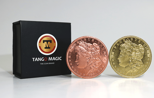 Replica Golden Morgan Hopping Half (Gimmicks and Online Instructions) by Tango Magic - Trick