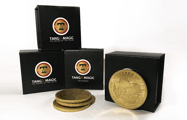 Replica Golden Morgan TUC plus 3 coins (Gimmicks and Online Instructions) by Tango Magic - Trick