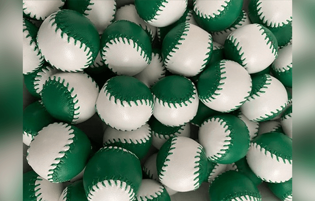 Set of  4 Leather Balls for Cups and Balls (Green and White) by Leo Smetsers - Trick