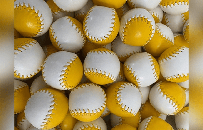 Set of  4 Leather Balls for Cups and Balls (Yellow and White) by Leo Smetsers - Trick