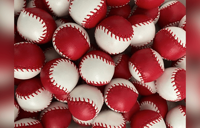 Set of  4 Leather Balls for Cups and Balls (Red and White) by Leo Smetsers - Trick