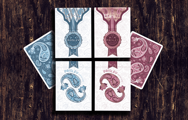 Marked Paisley Ton sur Ton Poudre Rouge Playing Cards