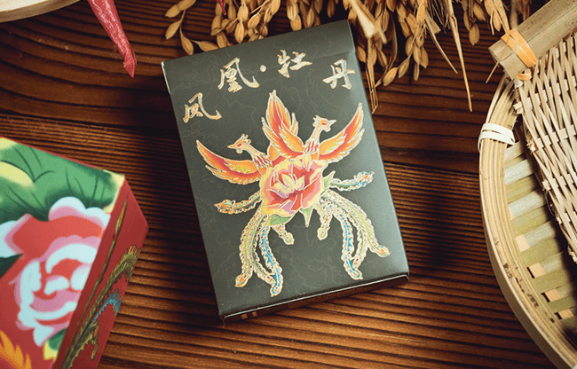 Phoenix and Peony (Green) Playing Cards by Bacon Playing Card Company