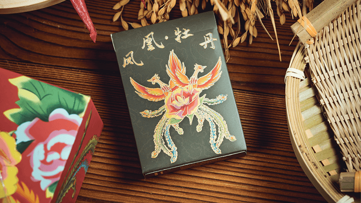 Phoenix and Peony (Green) Playing Cards by Bacon Playing Card Company