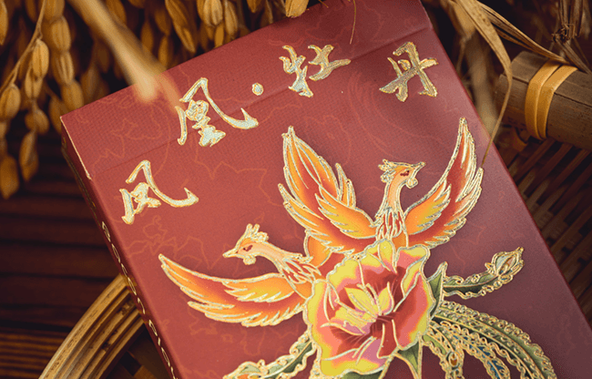 Phoenix and Peony (Red) Playing Cards by Bacon Playing Card Company