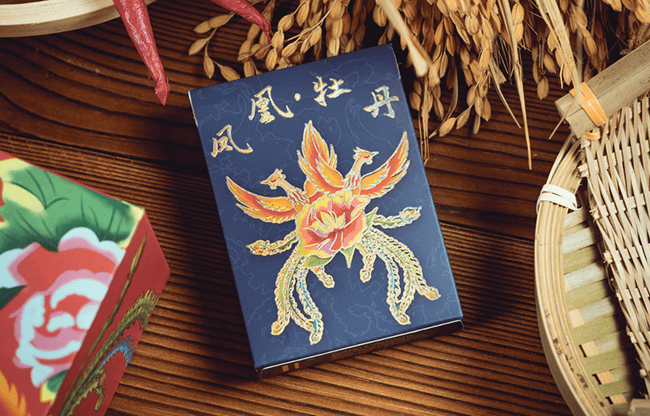 Phoenix and Peony (Blue) Playing Cards by Bacon Playing Card Company