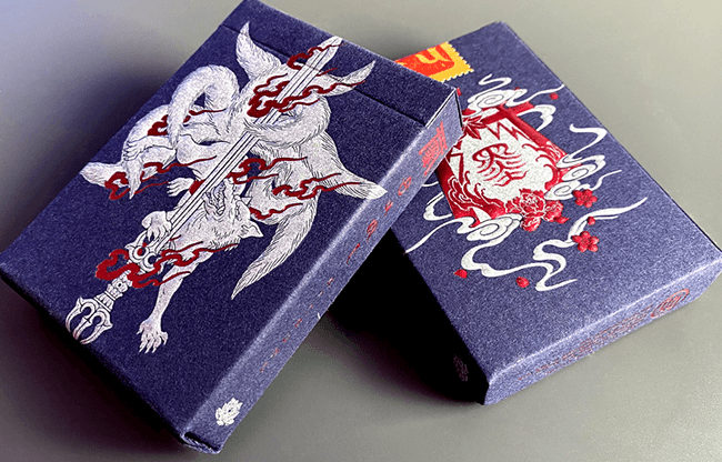 Sumi Kitsune Myth Maker (Blue/Red Craft Letterpressed Tuck) Playing Cards by Card Experiment
