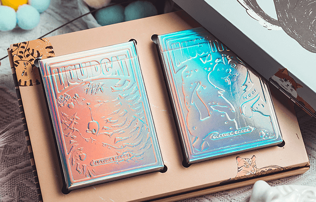 Holographic Naughty Dog and Liquid Cat Set Playing Cards by 808 Magic and Bacon Playing Card