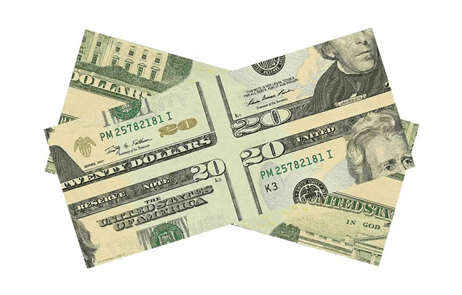 MAGIC MISMADE BILL (USD 20 Dollar Bill) by Diamond Jim Tyler