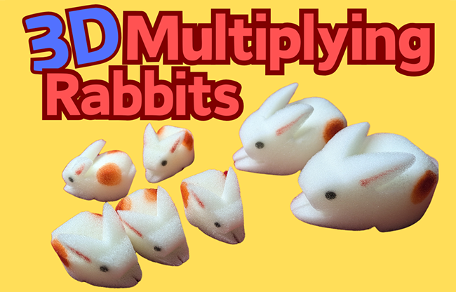 3D Multiplying Rabbits (7 Pc Mom and Pop with 5 babies) Set